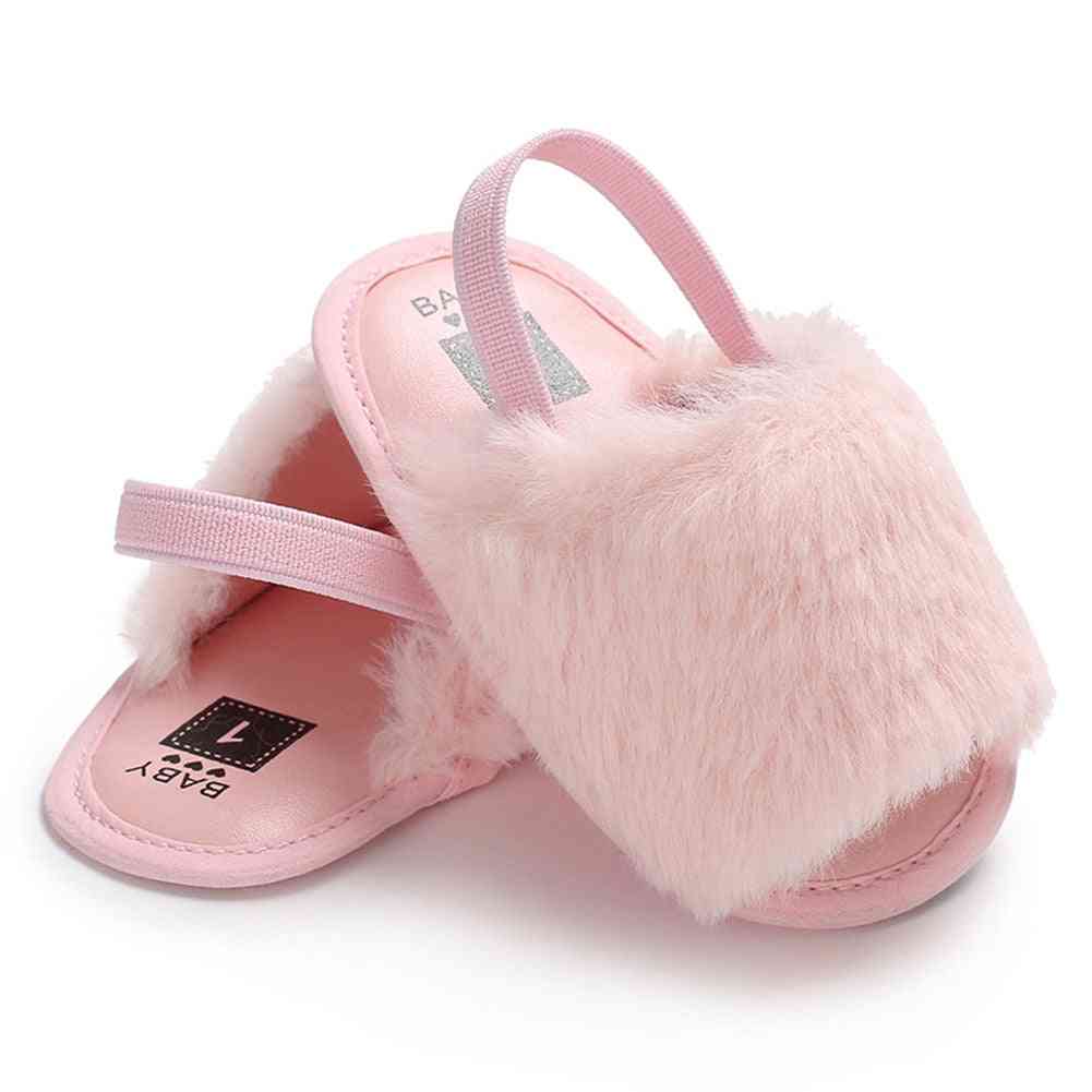 Nyfödd baby flicka mjuka sulor spjälsäng skor, spädbarn småbarn sommar sandaler - beige / 0-6 månader