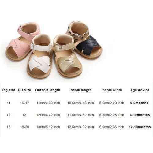 Sommer baby gutt, gutt, jente sandaler, prewalker nyfødt skinn myke såle barneseng sko - b / 0-6 måneder