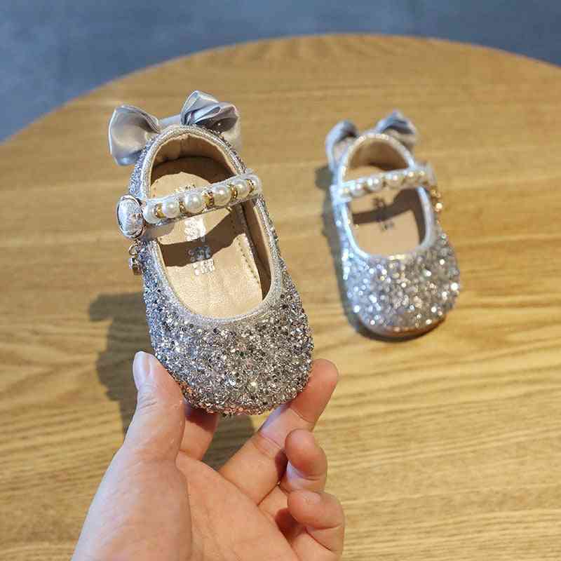 Girls Shoes, Pearls Flower Walking Sandels, For Princess Dress