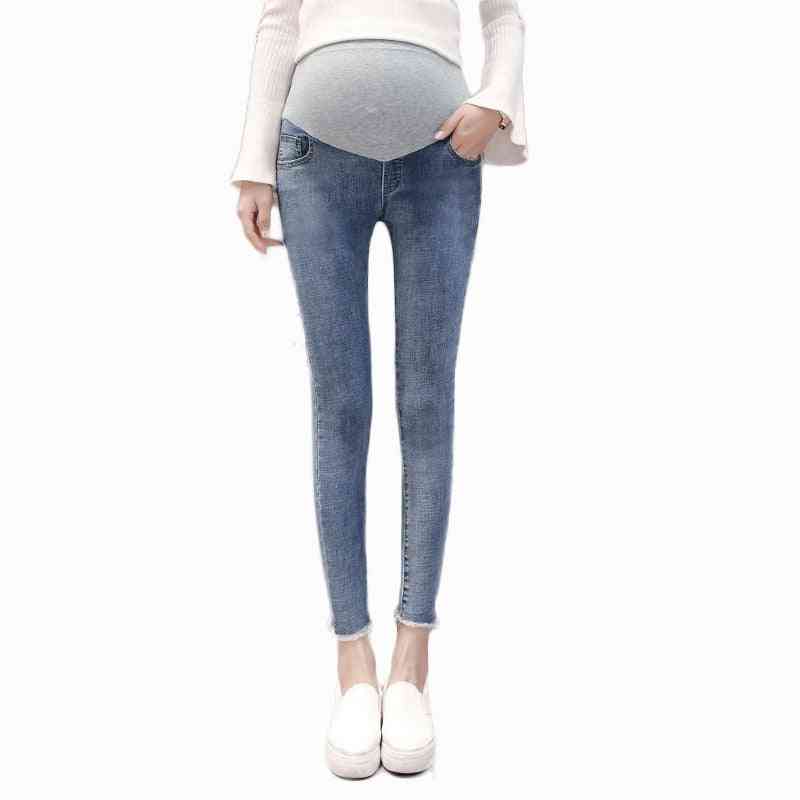 Jeans premaman in denim elasticizzato 9/10 di lunghezza - pantaloni a matita moda estiva vestiti per donne incinte pantaloni gravidanza - 0252 nero / m