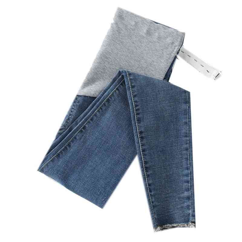 9/10 længde stretchvasket denim barsel jeans- sommer mode blyant bukser tøj til gravide kvinder graviditetsbukser - 0252 sort / m
