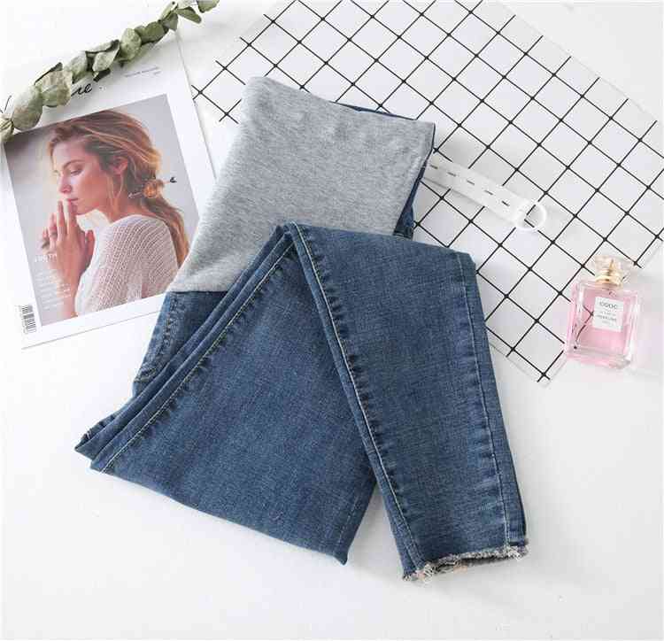 Strečové prané džínové těhotenské džíny, letní módní tužkové kalhoty oblečení pro těhotné, ženy těhotenské kalhoty
