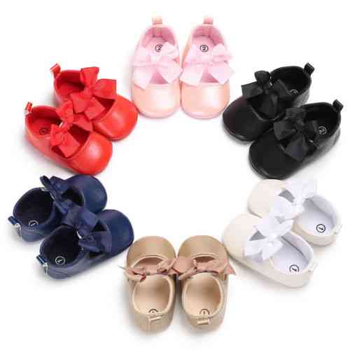 Babykjole, pu sko for småbarn, prinsesse, barn, barn, jente, støvler leiligheter bryllupsfest - svart / 0-6 måneder