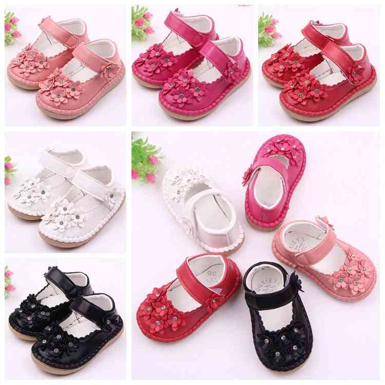 Pu Leather Flower Baby Girl Princess Shoes