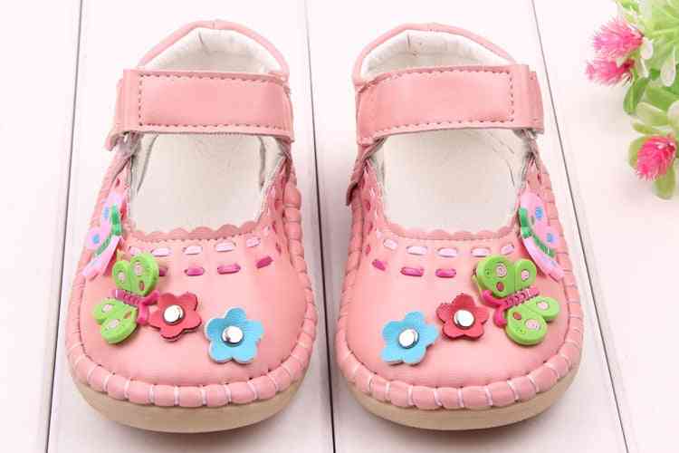 Pu lederen bloem prinses baby meisje schoenen voor kinderen - een wit / 5