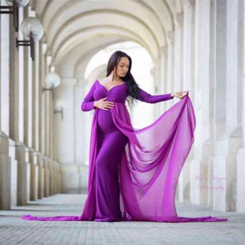 Maternity Photography Long Dress With Cloak Fitted Pregnancy Dresses
