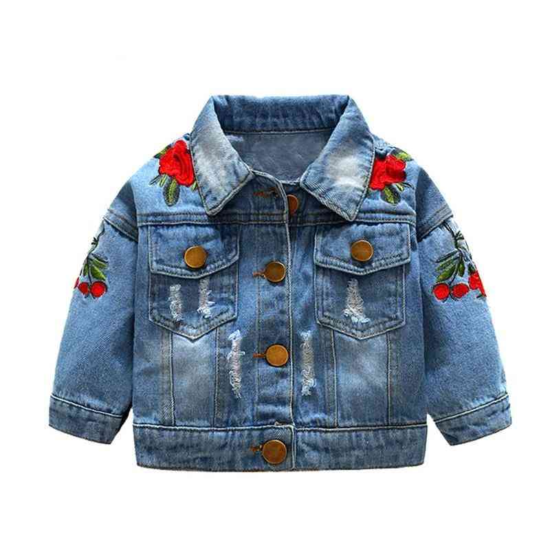 Outerwear Jeans Coat, Ripped Bebes Embroidery Denim Jackets For Baby &