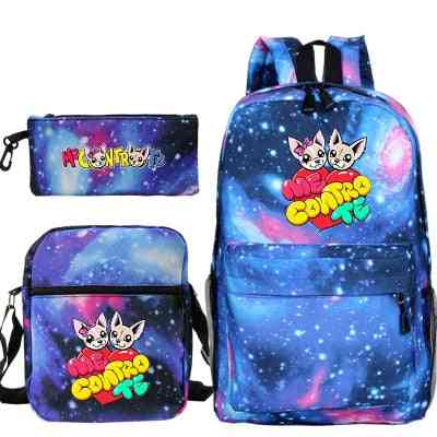 Niños y niñas bolsa de dibujos animados mochila impermeable bolsa de estudiante bolsa de ocio mochila pequeña bolsa de un solo hombro bolsa de bolígrafo conjunto de tres piezas - color-1