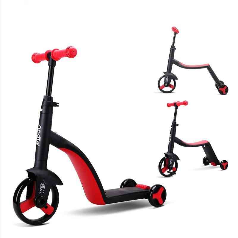 Scooter barnvagn trehjuling 3 i 1 scooter, cykel nadle natto för barnbil - gul