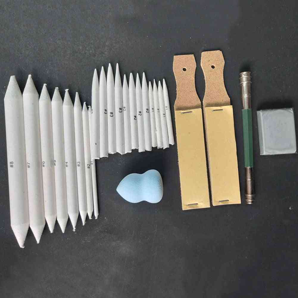 Pastel Sandpaper Pencil Set, Art Sketch Tools, Portable Smudge Stick Erasable Stump