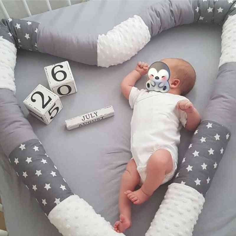 Cuna de bebé parachoques- cama segura almohada larga de retazos de algodón, cuna anticollishion cojín infantil nodic sueño proteger decoración de la habitación del recién nacido - 250cm gris