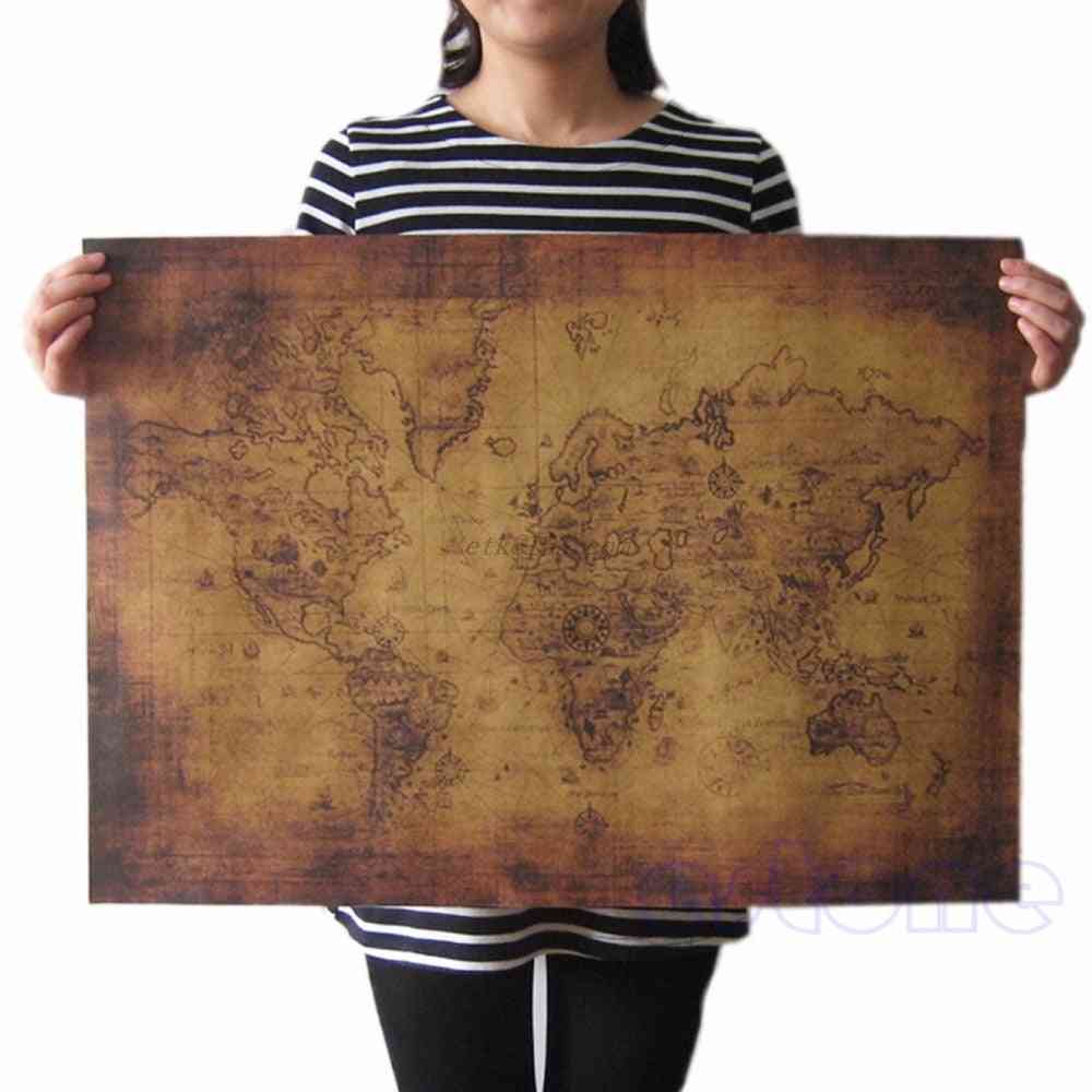 Vintage Style Retro Paper Poster, Globe Old World Map