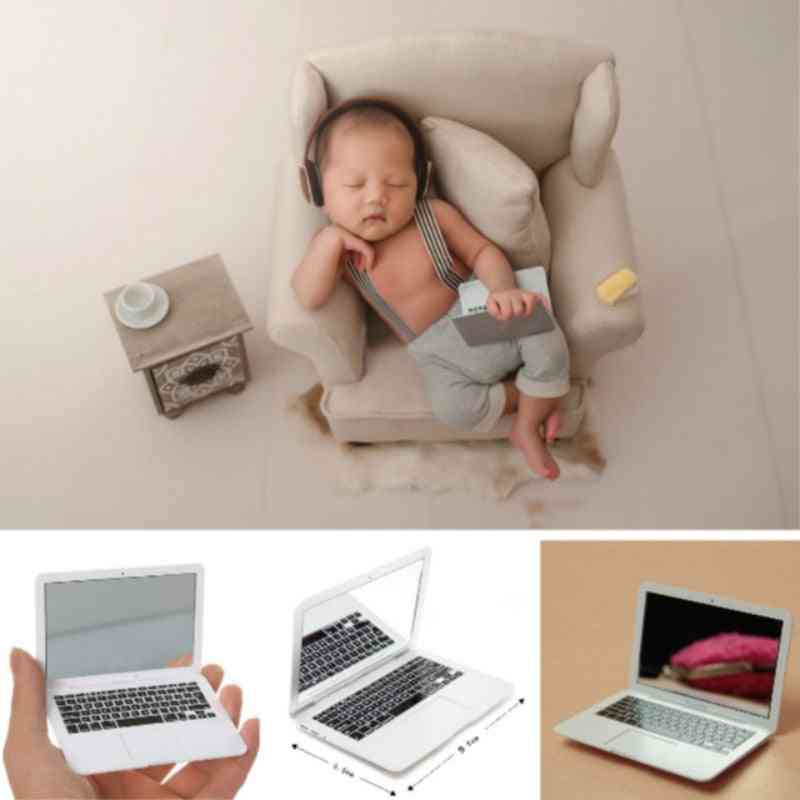 Baby fotografering rekvisitter mini laptop skyde tilbehør, kreativ fotoshoot lille studio roman dekorationer - hvid
