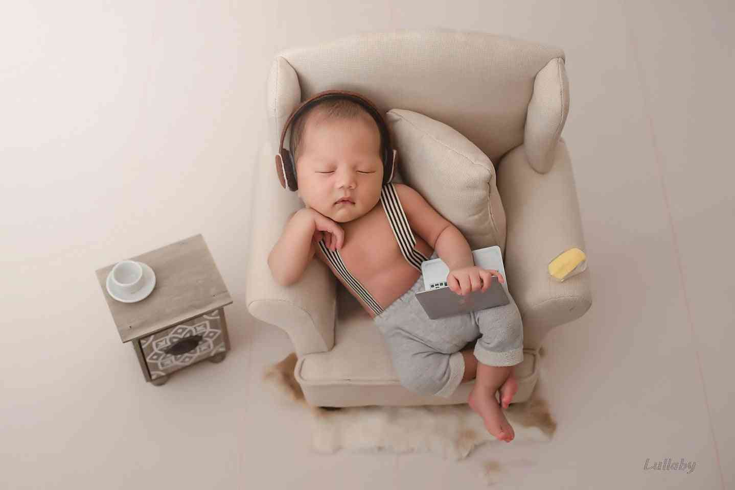 Baby fotografering rekvisitter mini laptop skyde tilbehør, kreativ fotoshoot lille studio roman dekorationer - hvid