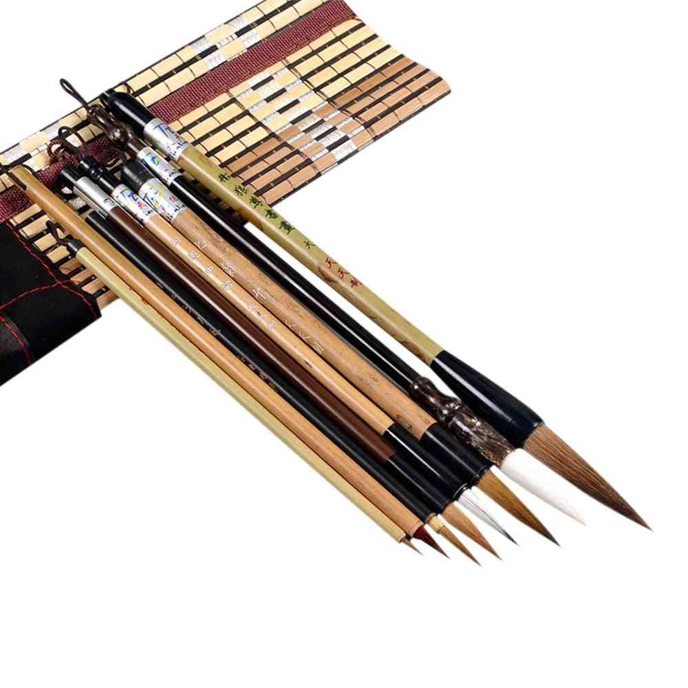 Bamboo Calligraphy Brushes Set, Writing Art Painting Tool