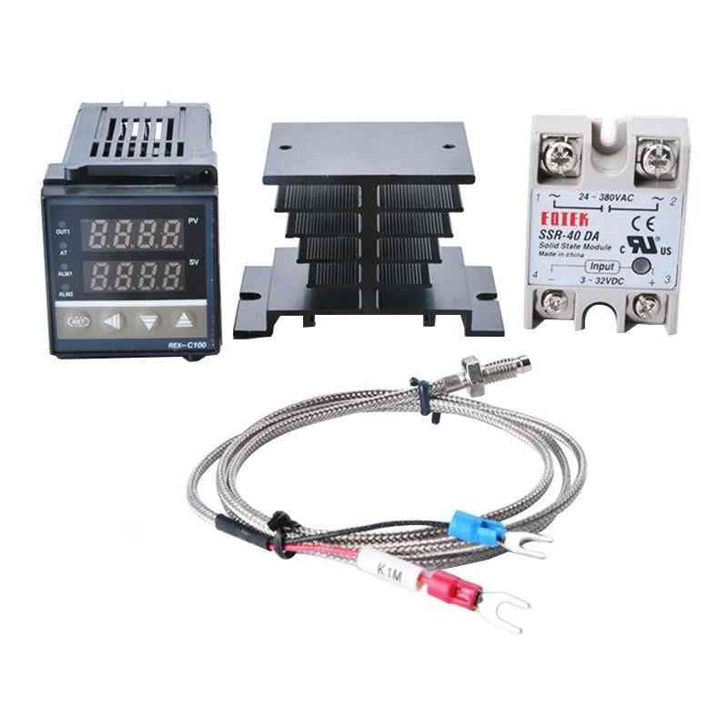 Digital Thermostat-40a Ssr Relay/k Thermocouple Probe/heat Sink