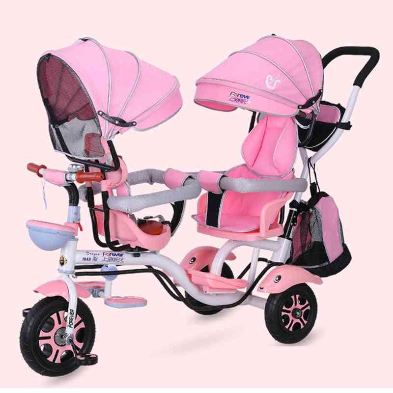 4 In 1 Twin Baby Stroller- Double Seat Bicycle For Kids