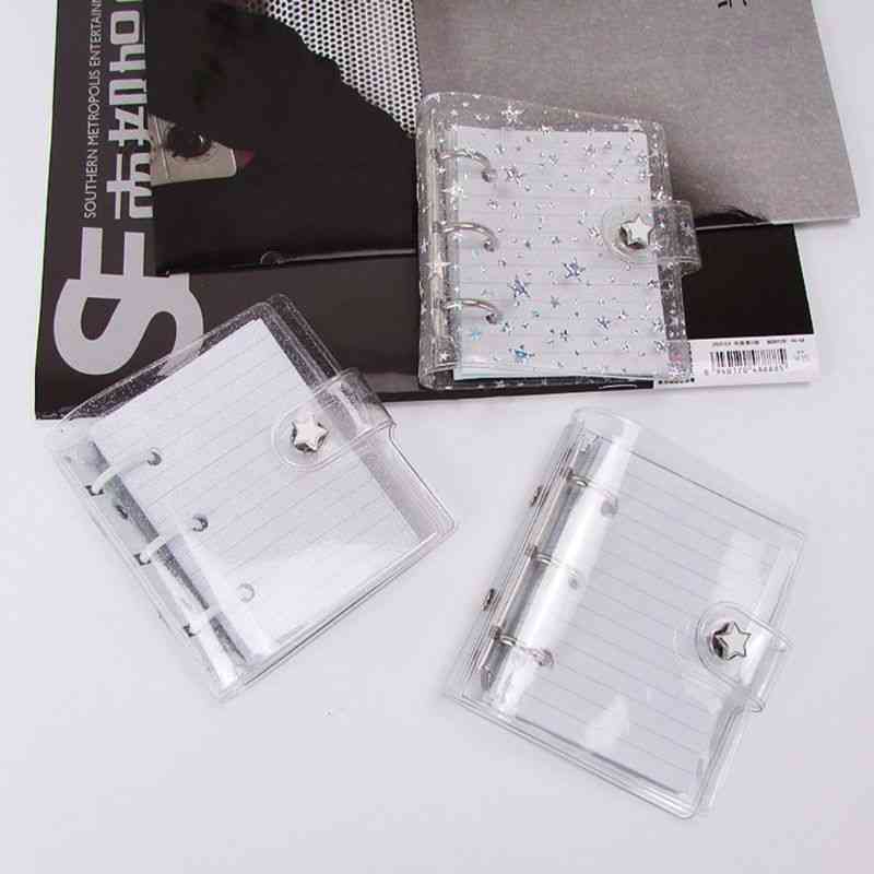 Mini raccoglitore per notebook trasparente liscio in pvc con 3 fori (20x10,5 cm) - a