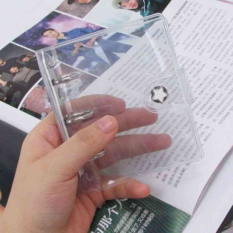 Mini-PVC-transparenter, glatter Notebook-Cover-Ordner mit 3 Löchern (20 x 10,5 cm) - a