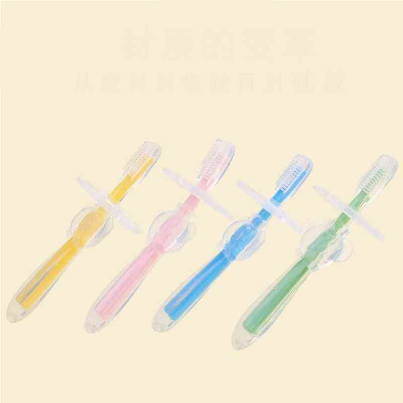 1pc siliconen kinderbijtring training tandenborstels voor kinderen baby tandenborstel- zuigeling pasgeboren borstel tool - groen