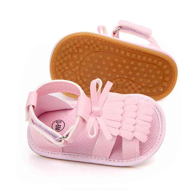 Novorozenecké kojenecké dětské sandály, protiskluzové protiskluzové duté princeznovské letní střapce pu kožené boty