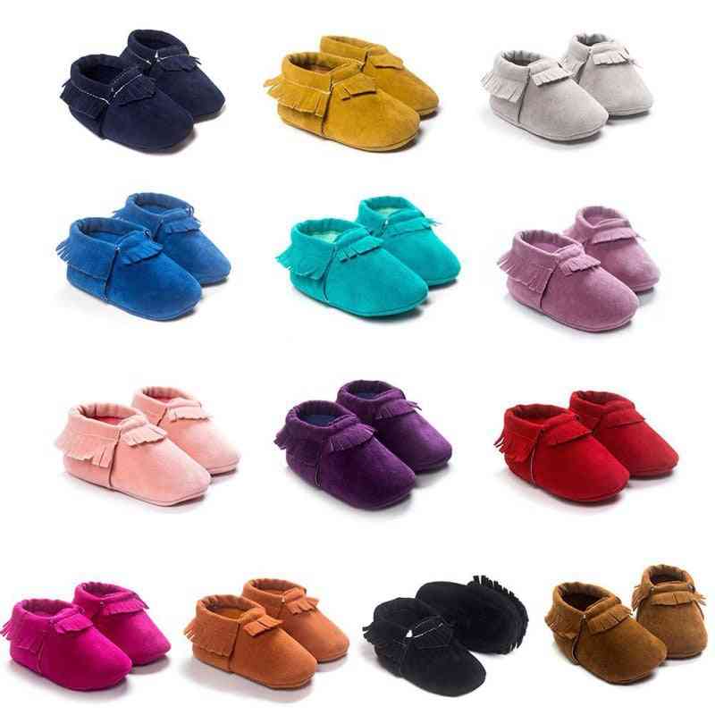 Newborn Tassel Shoes, Soft Sole Coral Velvet Baby Moccasins Shoe