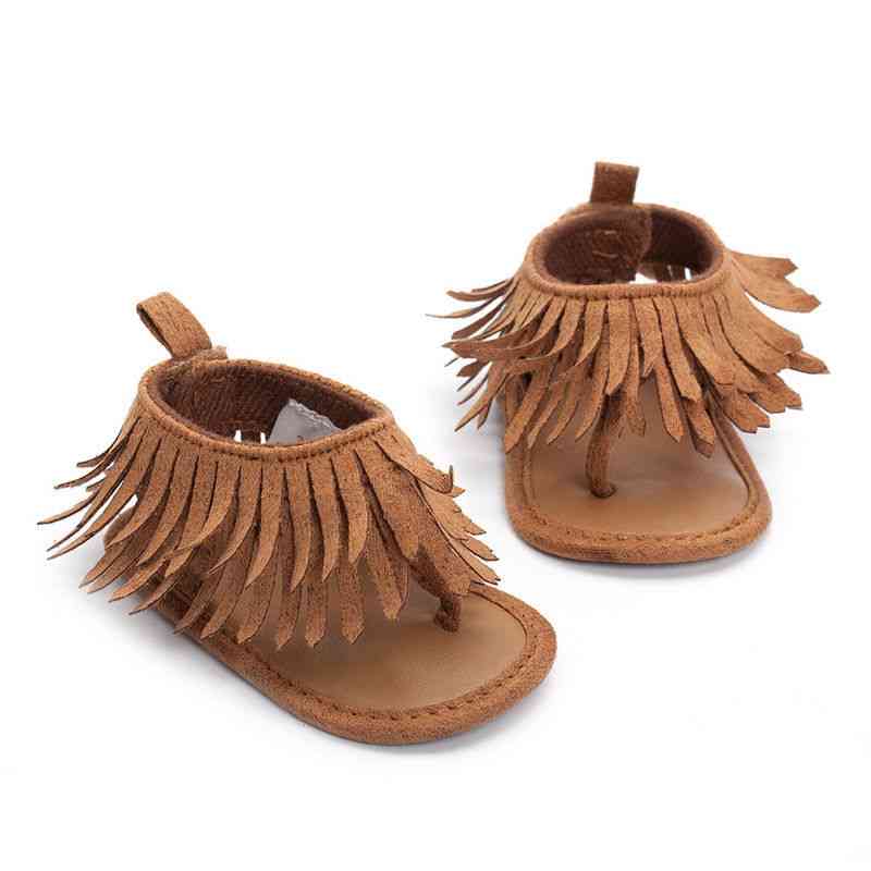 Chaussure pour tout-petits à semelle souple pour bébé fille, pompons sandales d'arrivée antidérapantes mocassin