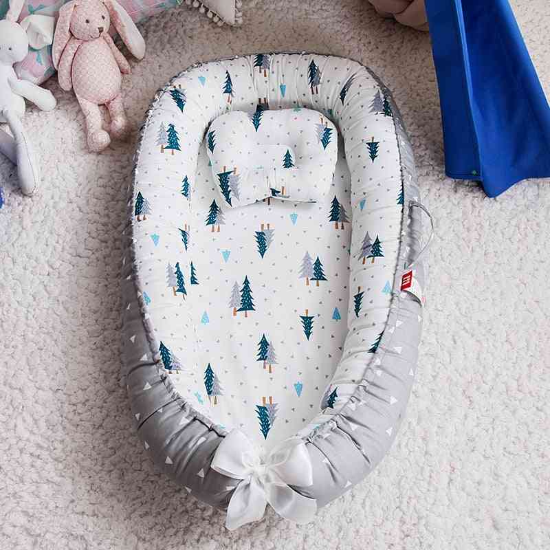 Foldable Newborn Sleeping Nest Bed With Pillow- Outdoor Bassinet Baby Cot Fence Lounger Removable