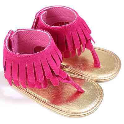 Pu frędzle letnie buty dla niemowląt - sandały dla niemowląt - czarne / 0-6 miesięcy
