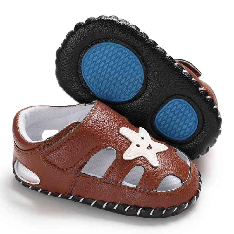 Ny mode nyfødt baby dreng pige bløde sål sko - sommer læder sandaler - sort / 0-6 måneder