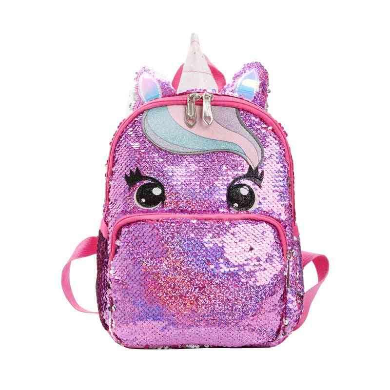 Mochila fofa de desenho animado, unicórnio de lantejoulas, kawaii grande, mochilas escolares para crianças / meninas - pequenas multicoloridas