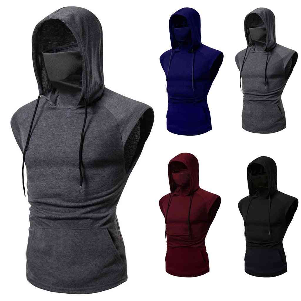 Sleeveless Hooded Sports Vest With Mask