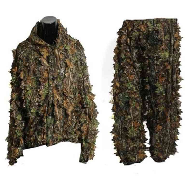 Giacca da caccia all'aperto - 3d maple leaf bionic ghillie suit, yowie sniper light camouflage airsoft camouflage suit suit - meno di 180 cm / taglia unica