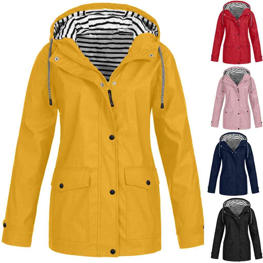 Jachete pentru femei, haina de iarnă solidă, ploaie în aer liber plus impermeabil cu glugă impermeabil, jachetă ușoară