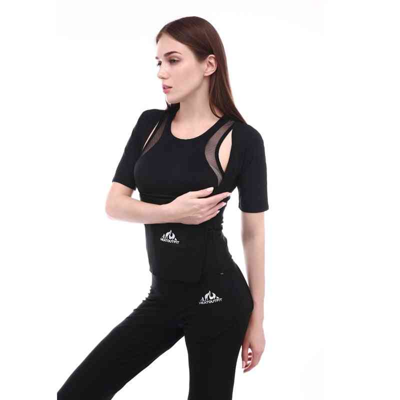 Manica corta donna, abbigliamento sportivo sudato - giacca da ginnastica - s / nero