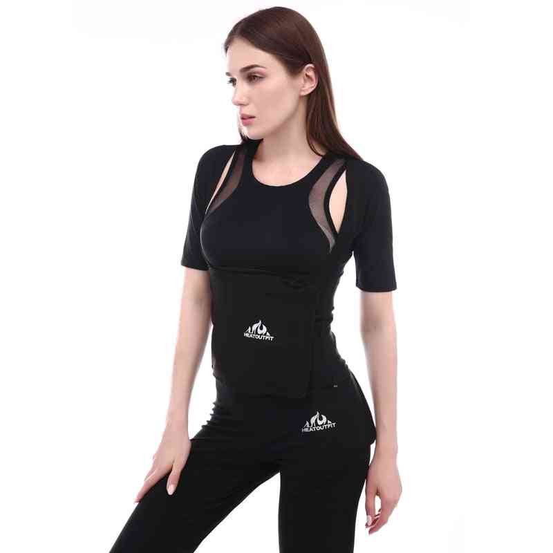 Mujer manga corta, ropa deportiva para sudar - chaqueta de ejercicio - s / negro