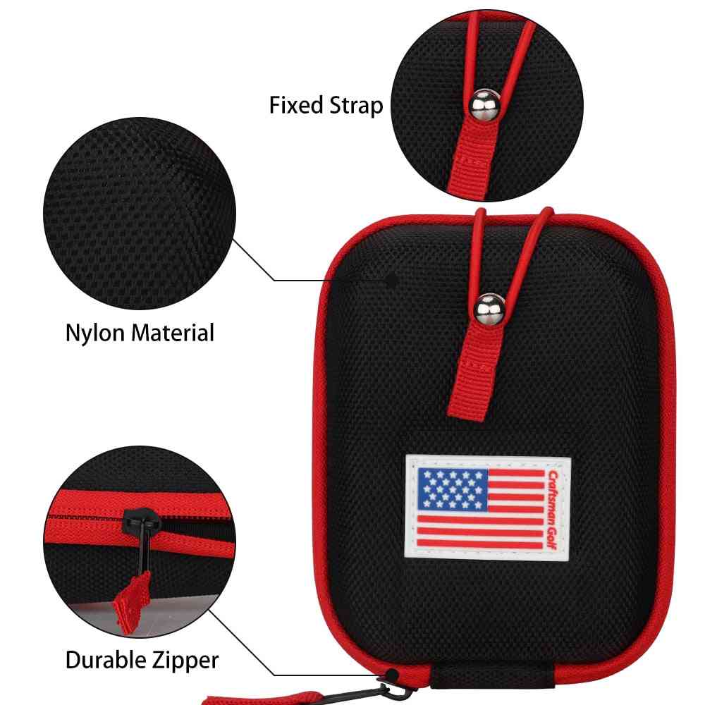 Golf-Entfernungsmesser-Hardcase-Abdeckung mit Karabinerhaken, kompatibel mit den meisten Modellen - schwarz und rot