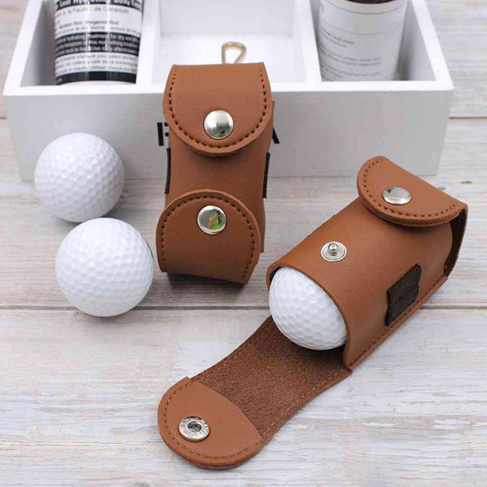 Portable Faux Leather Golf Ball Tees Holder- Storage Bag