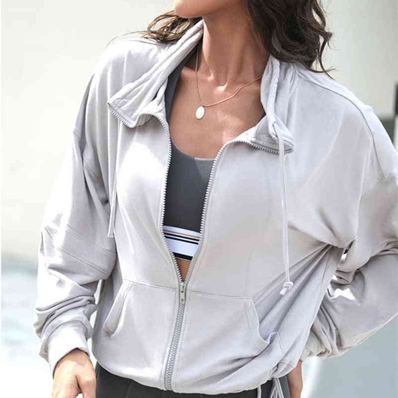 Women Loose Running Jacket For Exercise, Long Sleeve Tops