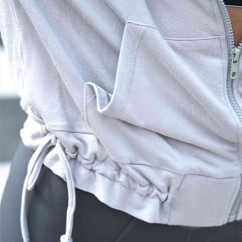 Veste de course ample pour femme pour l'exercice, hauts à manches longues Vêtements de sport à séchage rapide - Bleu gris / S