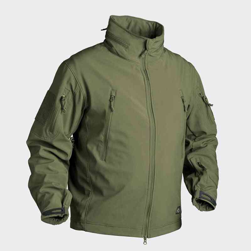 Chaquetas tácticas softshell de invierno para hombre, abrigos con capucha, impermeables, cortavientos - verde oliva / s