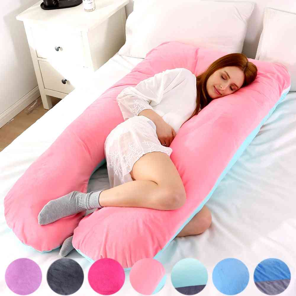 Soft Fleece U Shape Lumbar Pillow -multi Function Side Protect Pregnancy Cushion