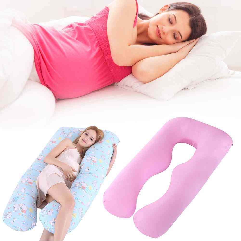 Funda de almohada de maternidad en forma de u, funda de almohada para lactancia materna fundas de almohada de embarazo con soporte de felpa - azul
