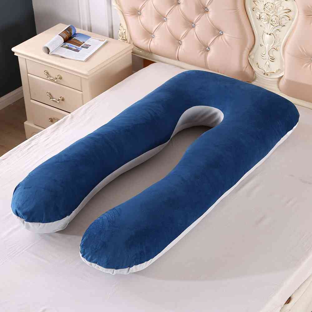 Poduszka ciążowa dla kobiet w ciąży, poduszka do spania poduszka w kształcie litery U - aksamitna biel