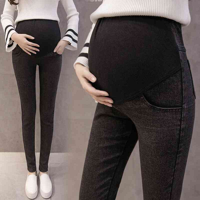 Moderskap jeans för gravida kvinnor, elastiska graviditetskläder
