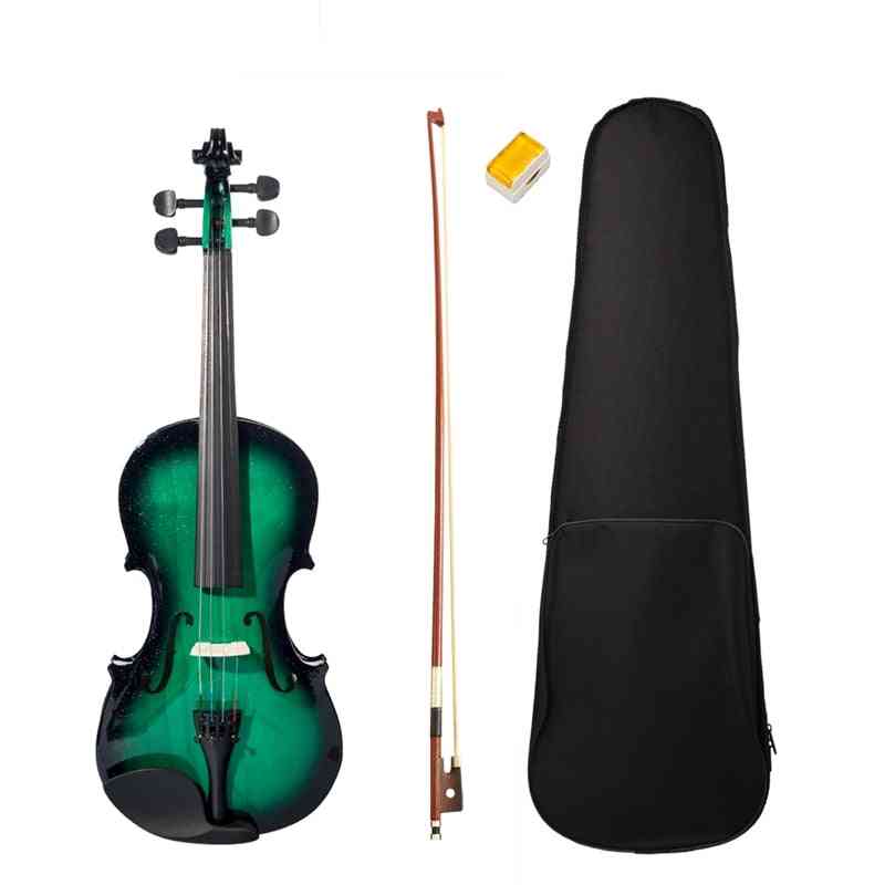 începător vioară de înaltă calitate, la dimensiune completă, cu fund pentru vioară (verde)