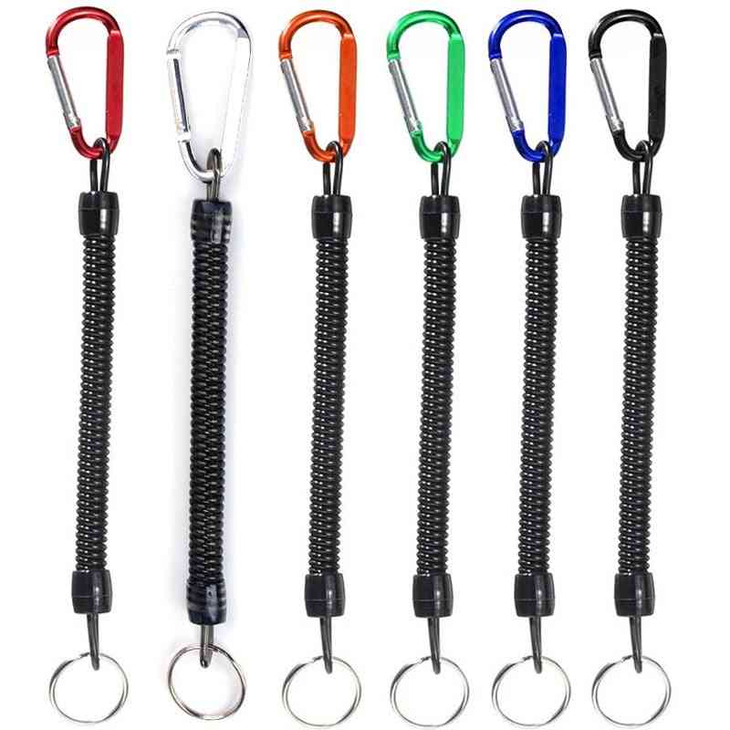 Retractable Plastic Spring Rope-security Gear Tool For Airsoft, Outdoor, Hiking Camping Anti-lost Phone Keychai (multi)