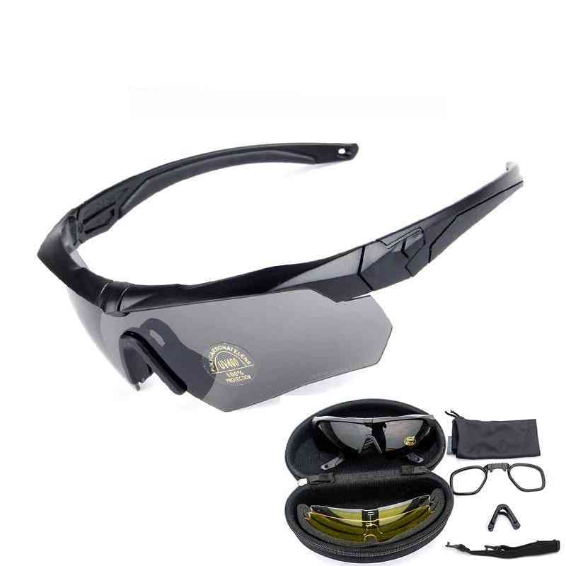 Polarizált taktikai védőszemüveg myopia keretével -3 lencsés katonai hadsereg lövöldözős szemüveg