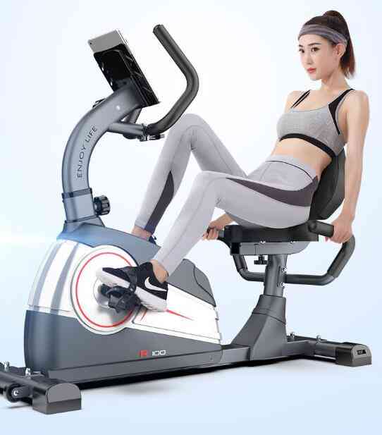 Horizontal Exercise Bike, Magnetic Control Spinning Bicycle