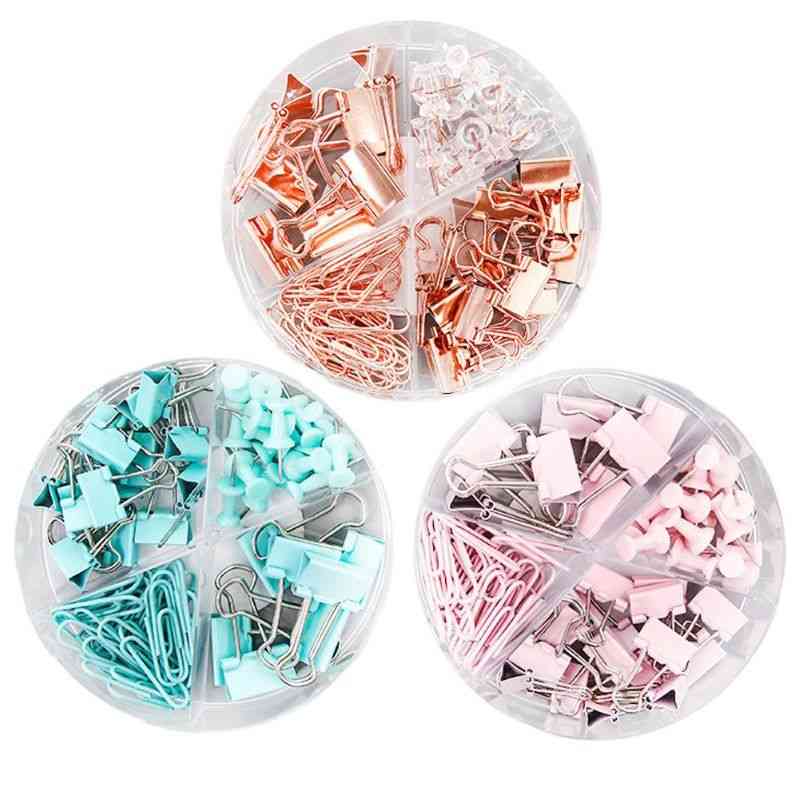 Paper Binder Clips With Push Pins Sets For Office/school Supplies